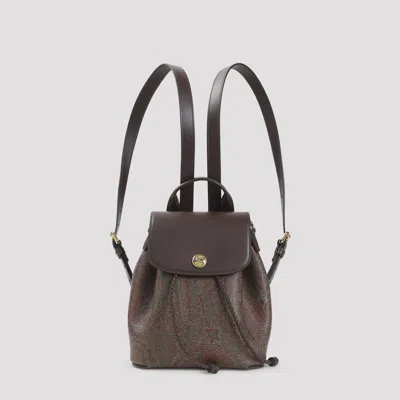 Etro Brown Essential Small Backpack In Multi