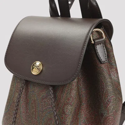 Etro Brown Essential Small Backpack In Multi