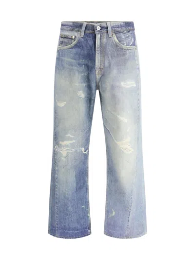Our Legacy Mens Digital Denim Print Third Cut Faded-wash Denim Jeans In Blue