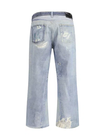 Our Legacy Mens Digital Denim Print Third Cut Faded-wash Denim Jeans In Blue