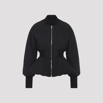Alaïa Alaia Black Peplum Bomber Jacket In Wool Blend Women In Black
