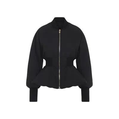 Alaïa Alaia Black Peplum Bomber Jacket In Wool Blend Women In Black