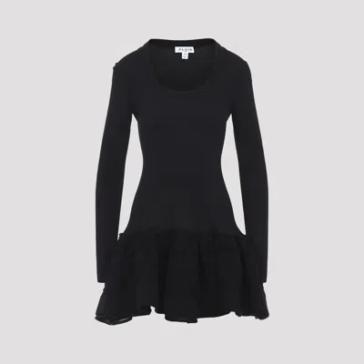 Alaïa Ruffle Mini Dress In Black