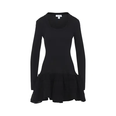 Alaïa Ruffle Mini Dress In Black