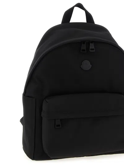 Moncler Pierrick Nylon Backpack Large Front Pocket In Black