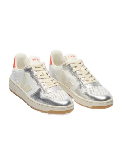 Veja V-10 Lace-up Sneakers In White