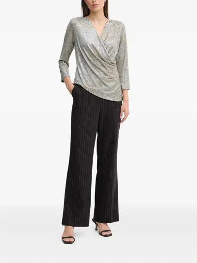 Joseph Ribkoff V-neck Draped Blouse In Gray