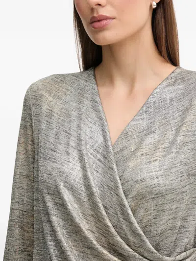 Joseph Ribkoff V-neck Draped Blouse In Gray