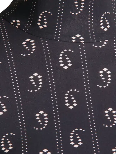 Tory Burch Geometric-print Turtleneck Top In Black