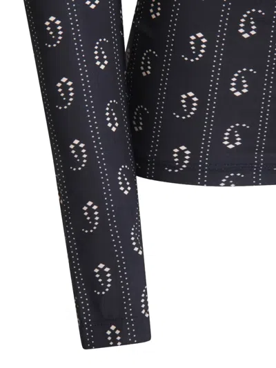 Tory Burch Geometric-print Turtleneck Top In Black