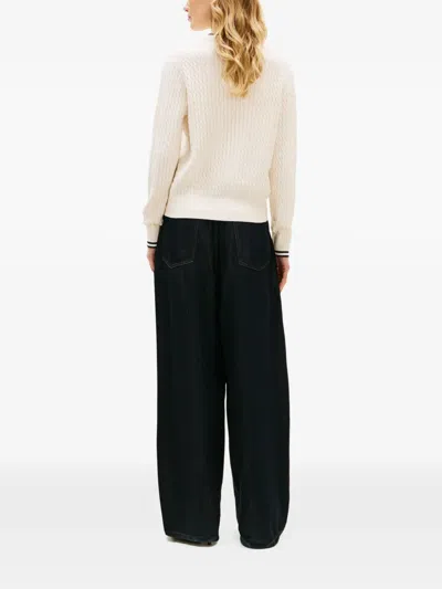 Tommy Hilfiger Crew-neck Cable-knit Cardigan In White