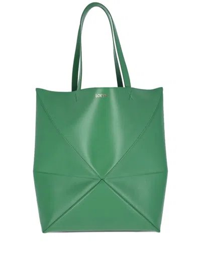 Loewe Xl Puzzle Fold Geometric Tote Bag In Green