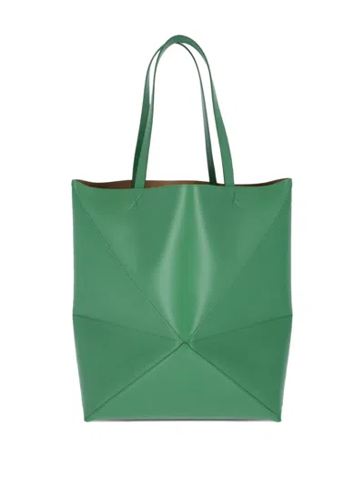 Loewe Xl Puzzle Fold Geometric Tote Bag In Green