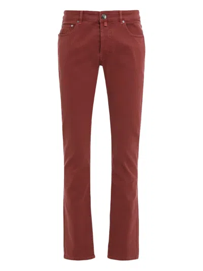 Moorer Five-pockets Jeans In Red