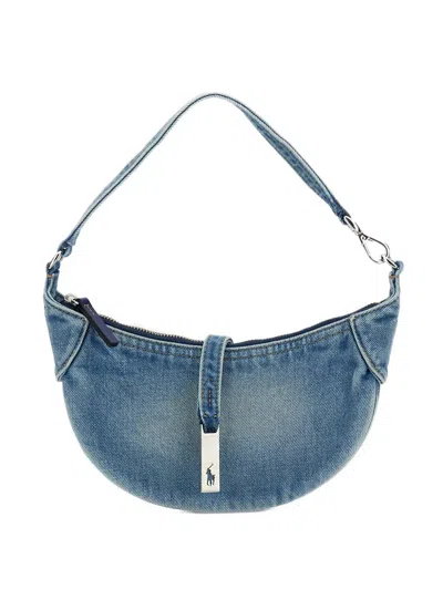 Polo Ralph Lauren Buckle-detail Denim Shoulder Bag In Blue