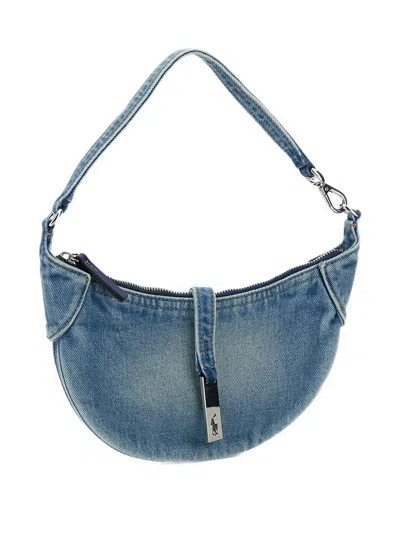 Polo Ralph Lauren Buckle-detail Denim Shoulder Bag In Blue
