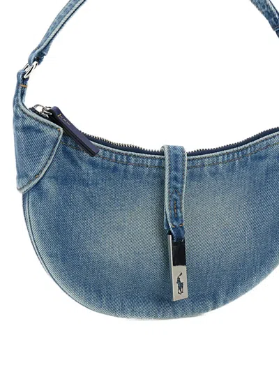 Polo Ralph Lauren Buckle-detail Denim Shoulder Bag In Blue