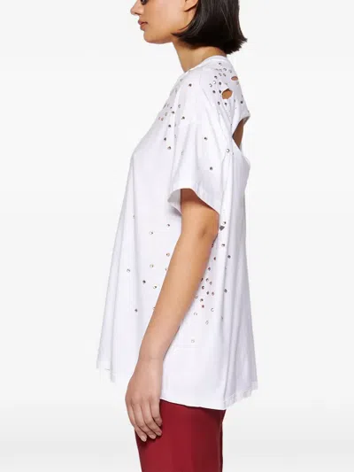 Interior Mandy Diamante Cut-out T-shirt In White