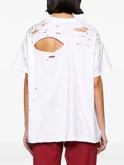 Interior Mandy Diamante Cut-out T-shirt In White