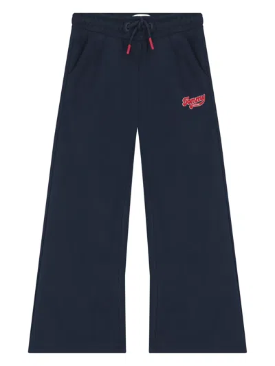 Tommy Hilfiger Junior Logo Cotton Trousers In Blue