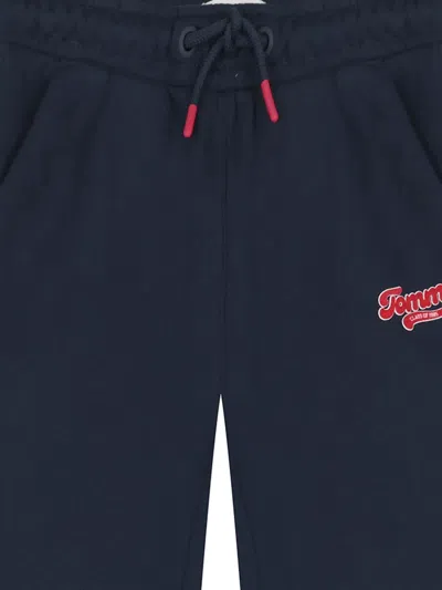 Tommy Hilfiger Junior Logo Cotton Trousers In Blue
