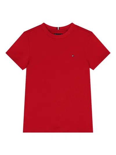 Tommy Hilfiger Junior Logo Cotton T-shirt In Red