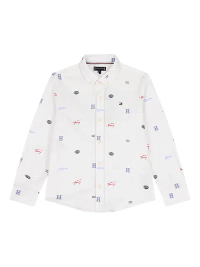 Tommy Hilfiger Junior Logo Cotton Shirt In White