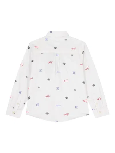 Tommy Hilfiger Junior Logo Cotton Shirt In White