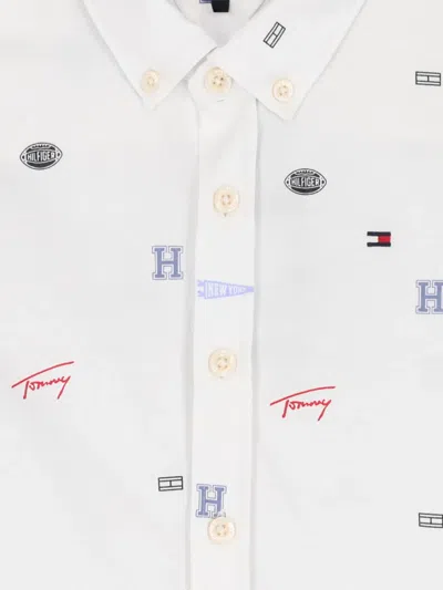 Tommy Hilfiger Junior Logo Cotton Shirt In White