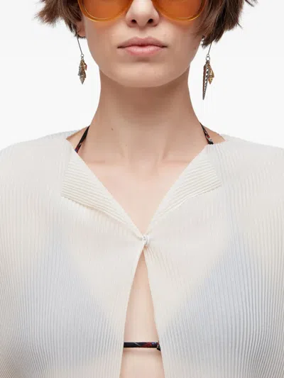 Osklen Plisse Open-front Blouse In White