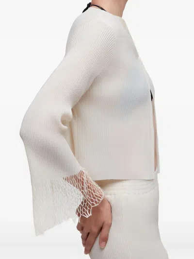 Osklen Plisse Open-front Blouse In White