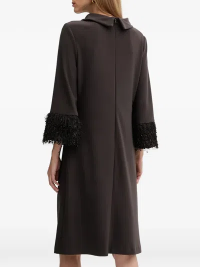 Joseph Ribkoff Cowl-neck Fringed Midi Dress In Black