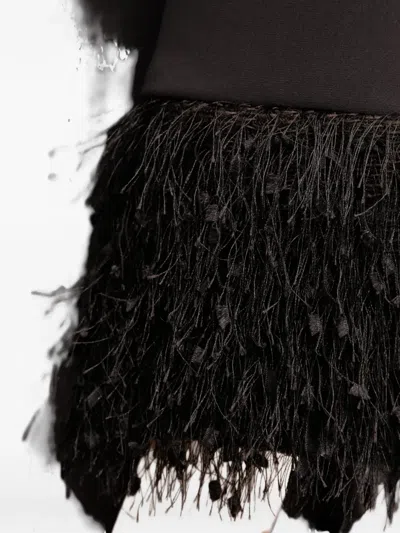 Joseph Ribkoff Cowl-neck Fringed Midi Dress In Black