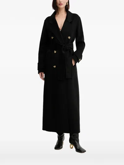 Fracomina Double-breasted Belted Coat In Black