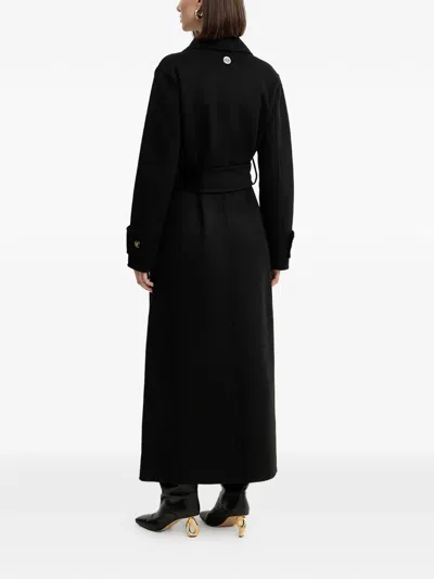 Fracomina Double-breasted Belted Coat In Black