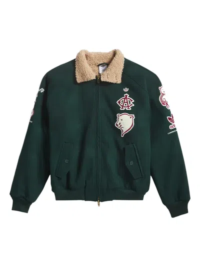 Adidas Originals Logo-patch Bomber Jacket In Green