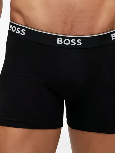 Hugo Boss Logo-waistband Boxers (set Of Three) In Black