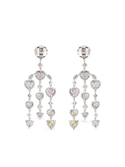 Anabela Chan 14k White Gold And Rhodium Vermeil Love Heart Diamond Earrings In Multi