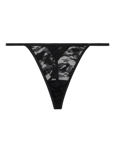 Diesel Stacy-utlt Lace Logo Thong In Black