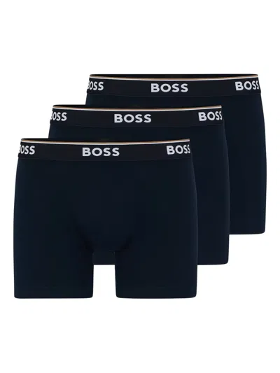 Hugo Boss Logo Waistband Boxers (set Of Three) In Blue