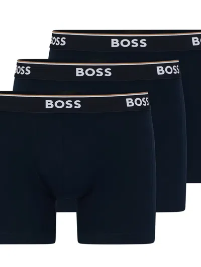 Hugo Boss Logo Waistband Boxers (set Of Three) In Blue