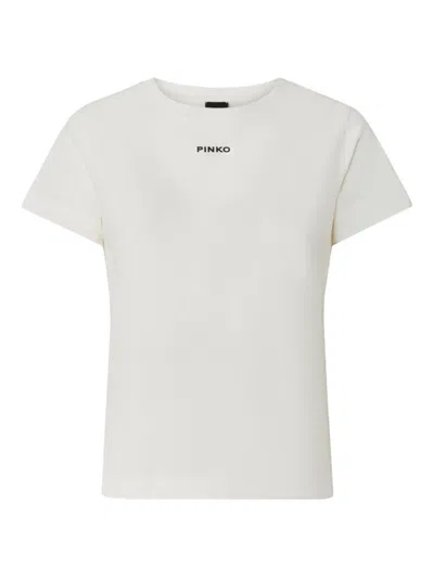Pinko Short-sleeved T-shirt With Embroidered Logo In White