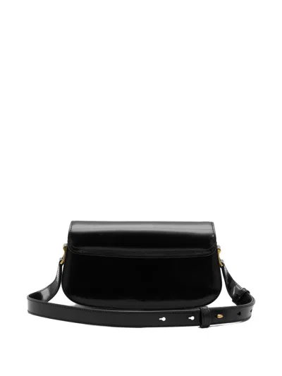 Ami Alexandre Mattiussi Heart Stud Leather Shoulder Bag In Black