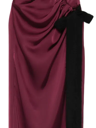 V:pm Atelier Samantha Bow-knot Draped Maxi Dress In Burgundy