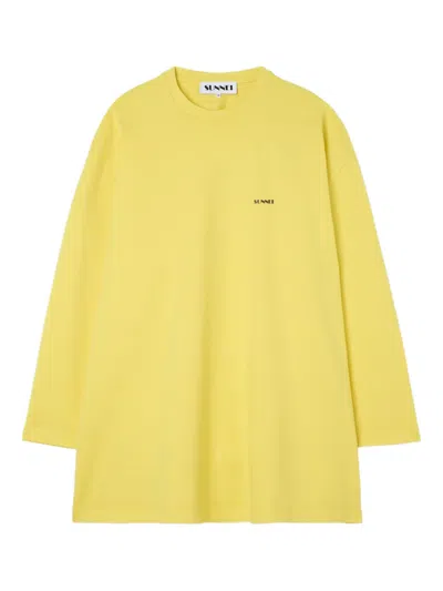 Sunnei Mega Long-sleeve T-shirt In Yellow