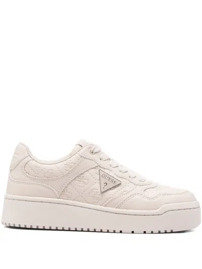 Guess Usa Monogram Low-top Sneakers In White