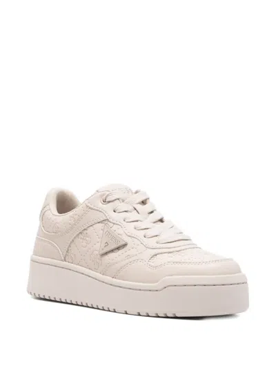 Guess Usa Monogram Low-top Sneakers In White