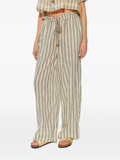 Ulla Johnson Josephine Striped Tassel Trousers In Neutral
