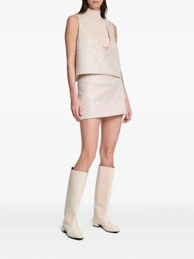 Dorothee Schumacher Sequin Embellished Crop Top In Duchesse In White