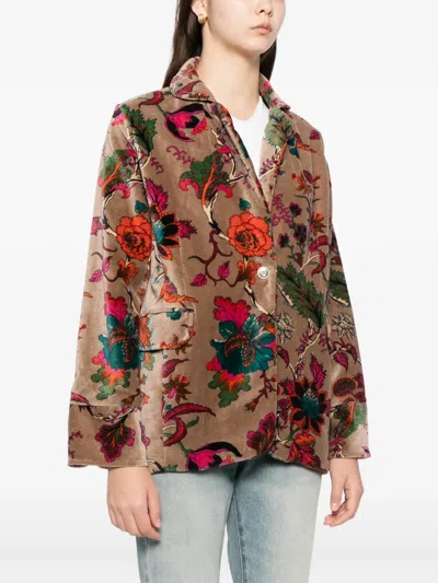 Blaklace Floral Pocket Jacket In Brown